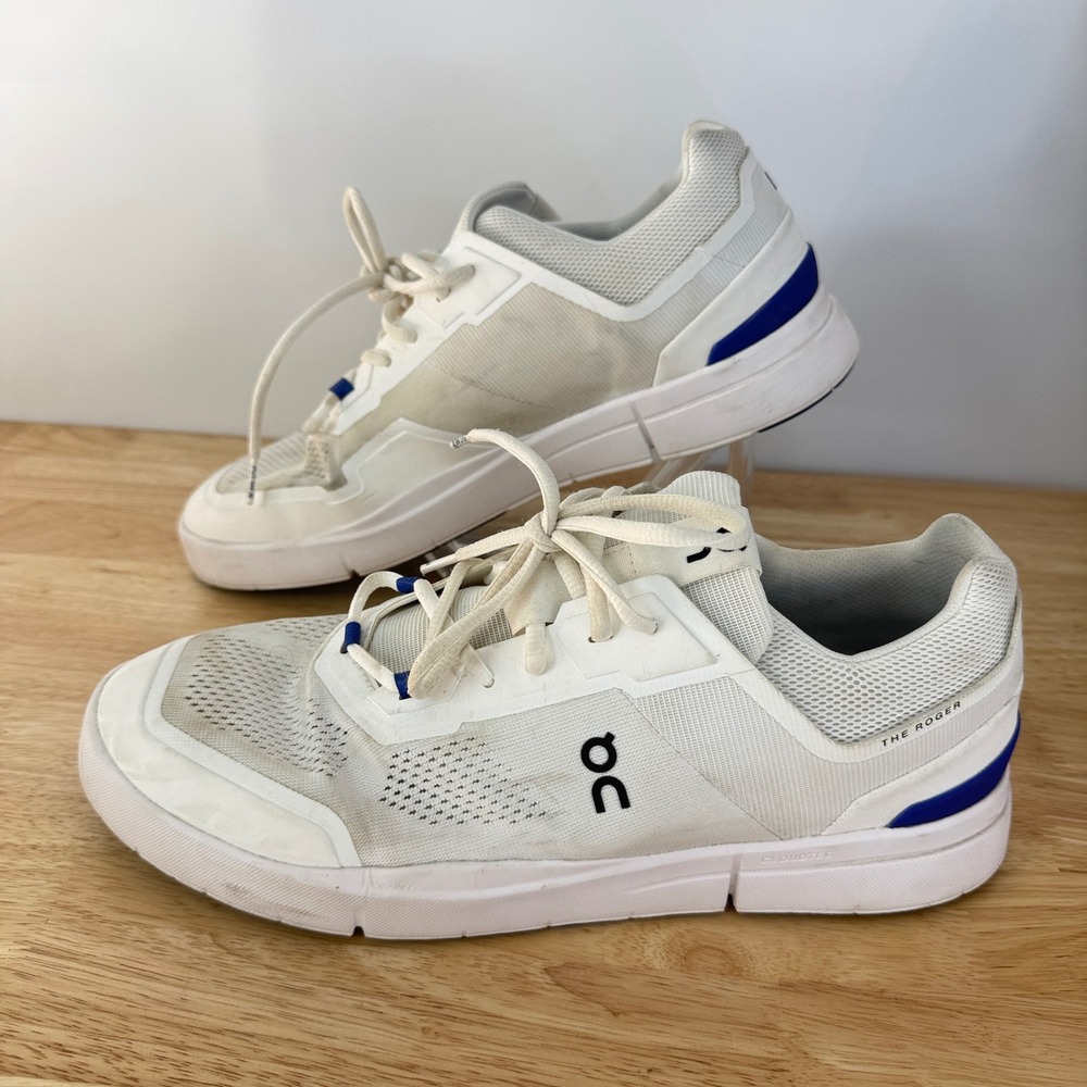 On Running The Roger Spin Men 11.5 White Indigo Tennis Sneaker 3MD11470629